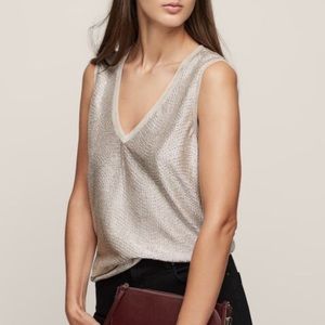 Reiss Ona fluid metallic v-neck vest
